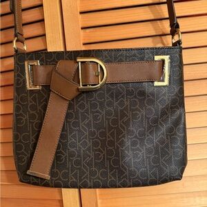 Calvin Klein Dark Brown Monogram Shoulder / Crossbody Bag, used very lightly!